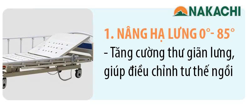 t&iacute;nh năng n&acirc;ng chiều cao Giường Y Tế 3 Động Cơ Nakachi NC-03DT